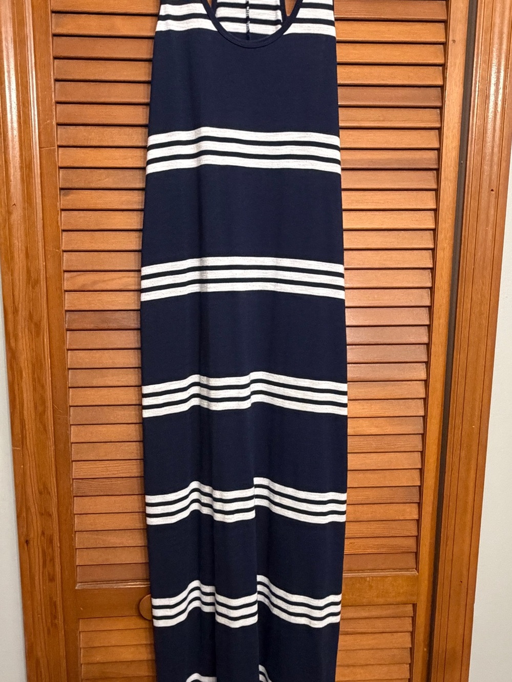 GAP Navy and White Striped Racerback Jersey Knit Maxi Dress